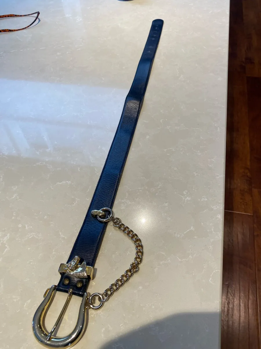 Navy Ladies Equestrian Style Leather Belt - Image 1