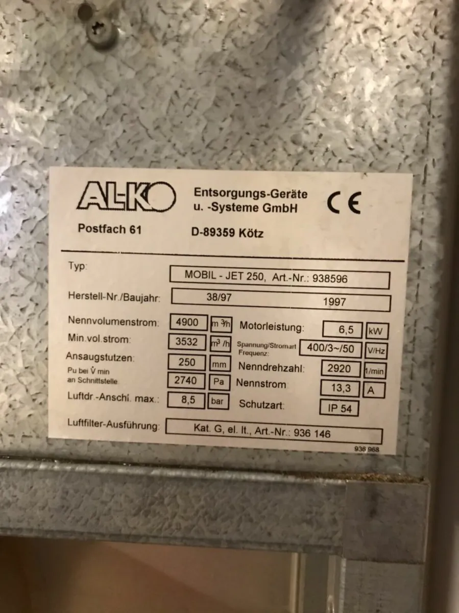 Woodworking Machinery AL-KO extraction system - Image 2