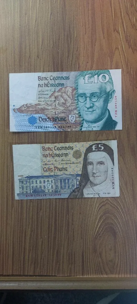 Irish Pound Notes C Series 5 and 10 pound - Image 1