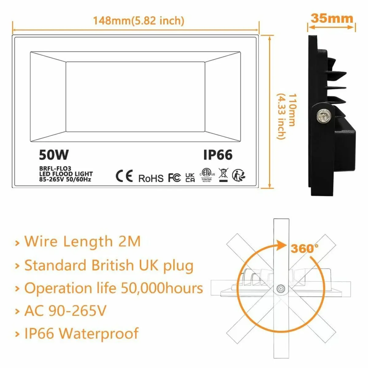 2 Pack - LED Floodlight Outdoor, Colour Changing - Image 4