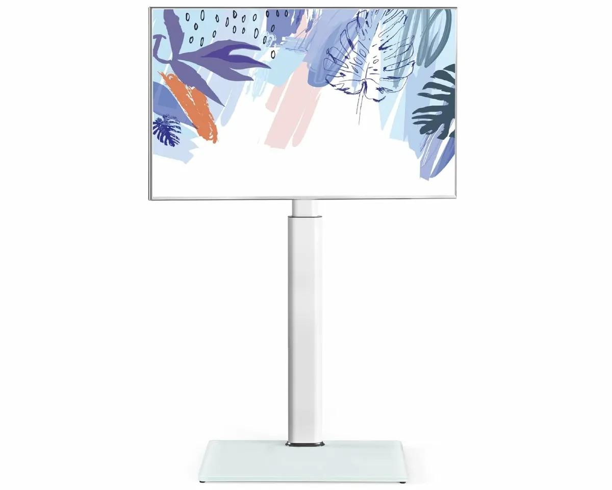 White TV Floor Stand 32-60 inch Height Adjustable - Image 1