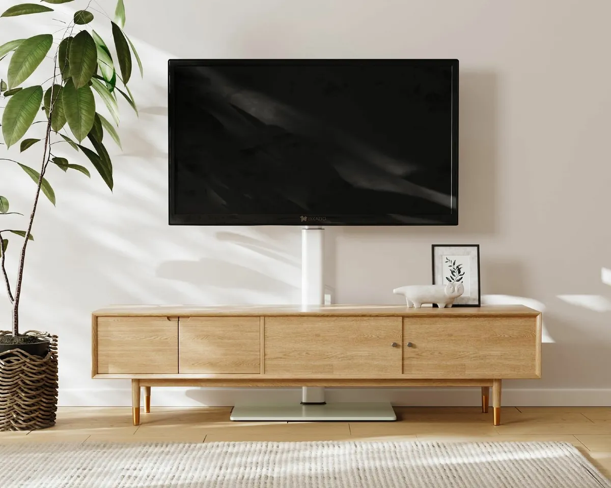 White TV Floor Stand 32-60 inch Height Adjustable - Image 3