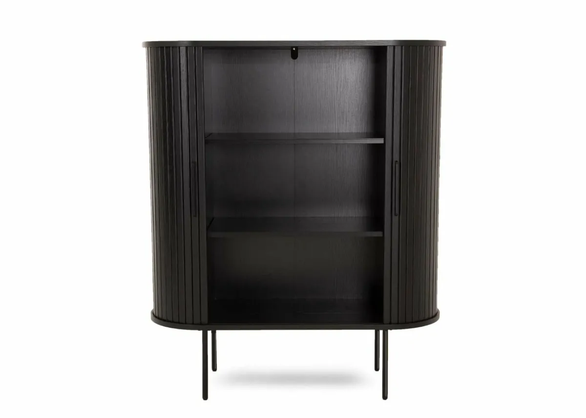 2 Door Black Oak Tambour Cabinet - Nola - Image 2