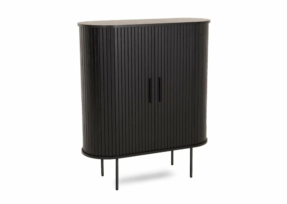 2 Door Black Oak Tambour Cabinet - Nola - Image 1