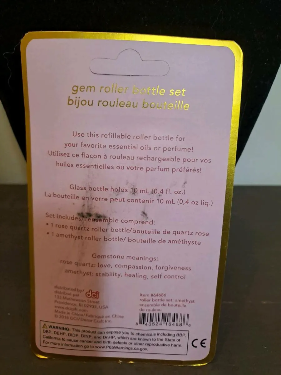 Gem Roller Bottle Set Rose Quartz Amethyst - Image 3