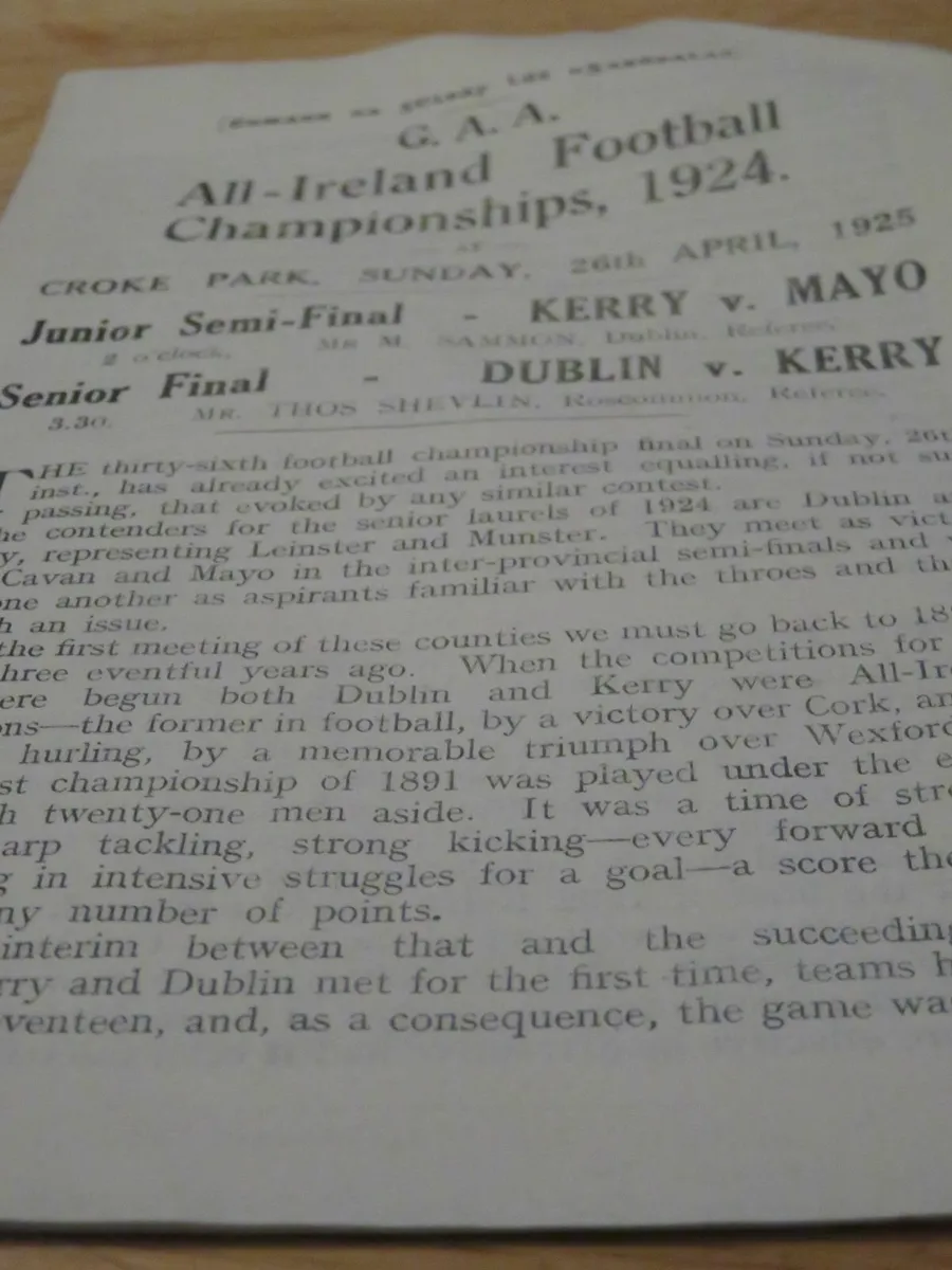 Kerry Dublin Mayo   GAA   brochure / program  1924 - Image 2