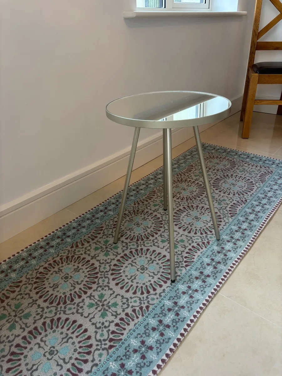 M&S Gold & Mirror Round Side Table - Image 1