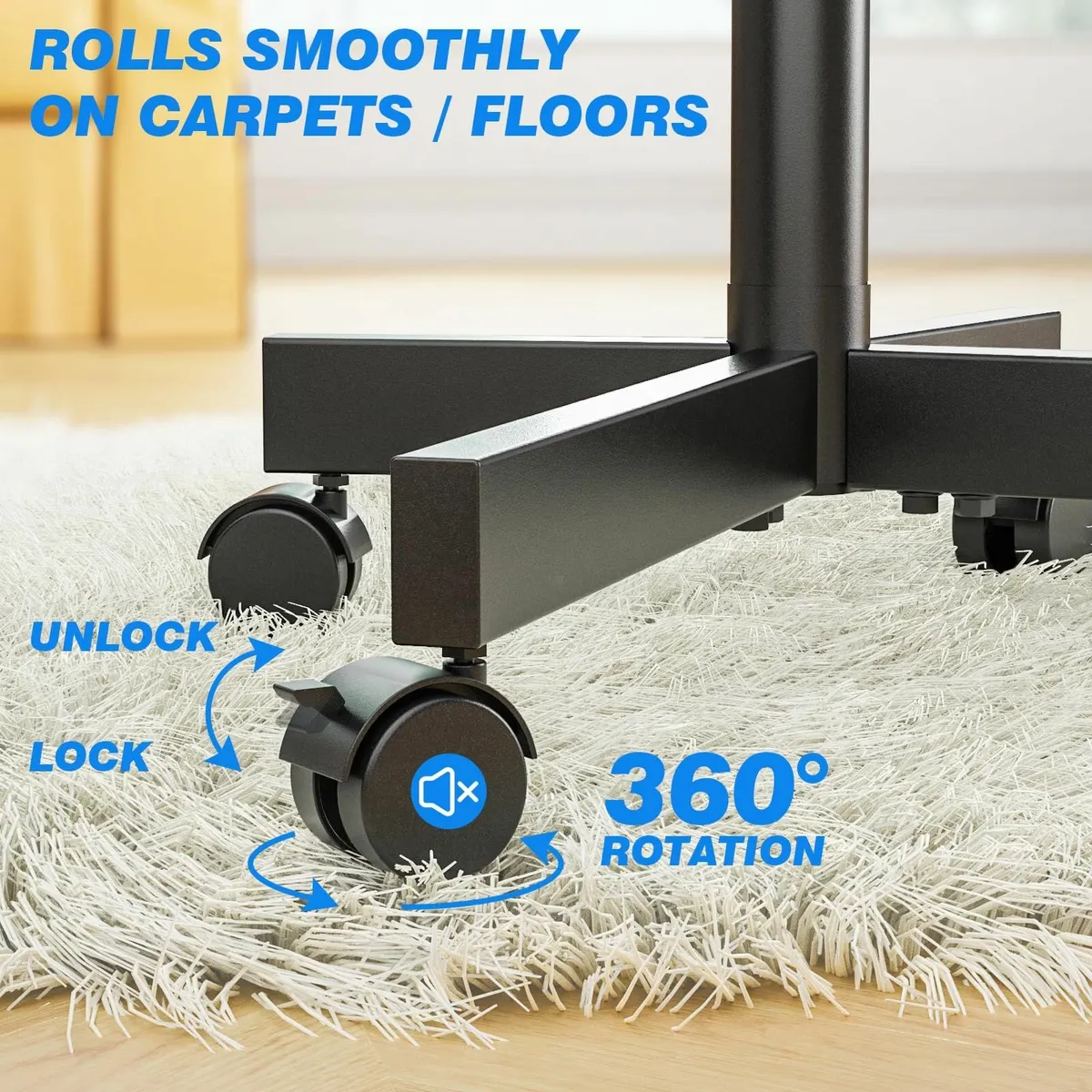 TV Stand on wheels 27-60 Inch Tilt Height Adjust - Image 4