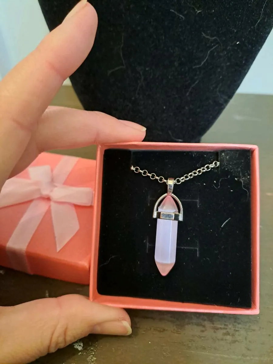 Rose Quartz Point Necklace Gift Boxed - Image 1