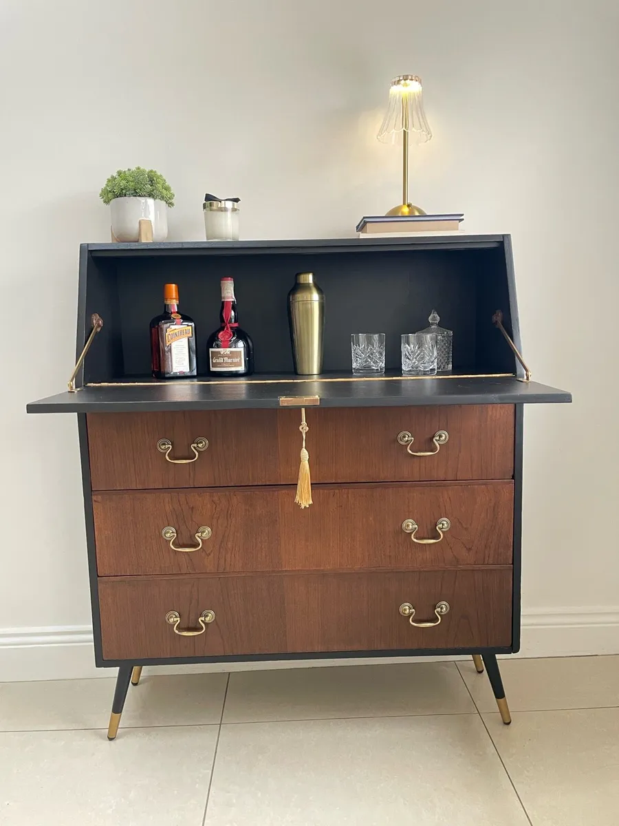 Mid Century writing desk/drinks cabinet - Image 3