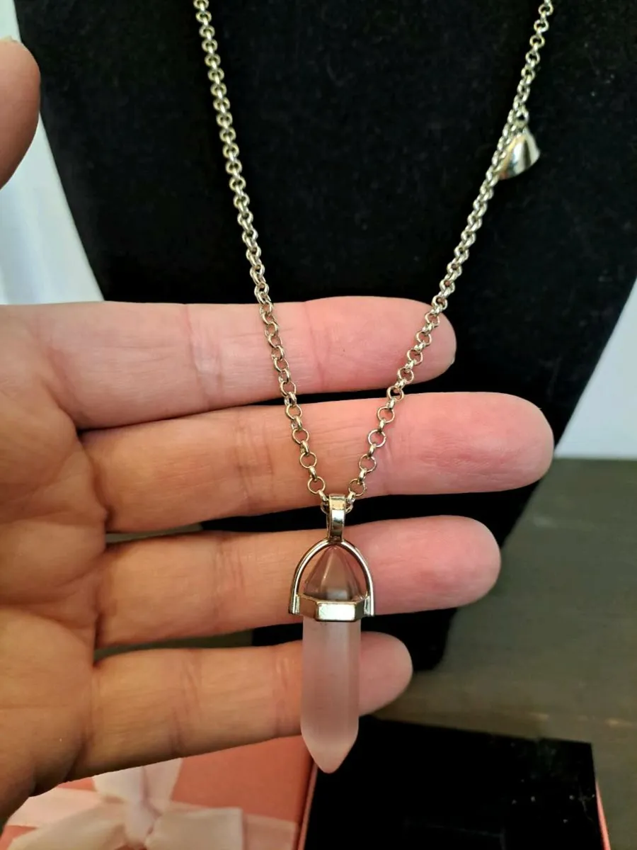 Rose Quartz Point Necklace Gift Boxed - Image 4