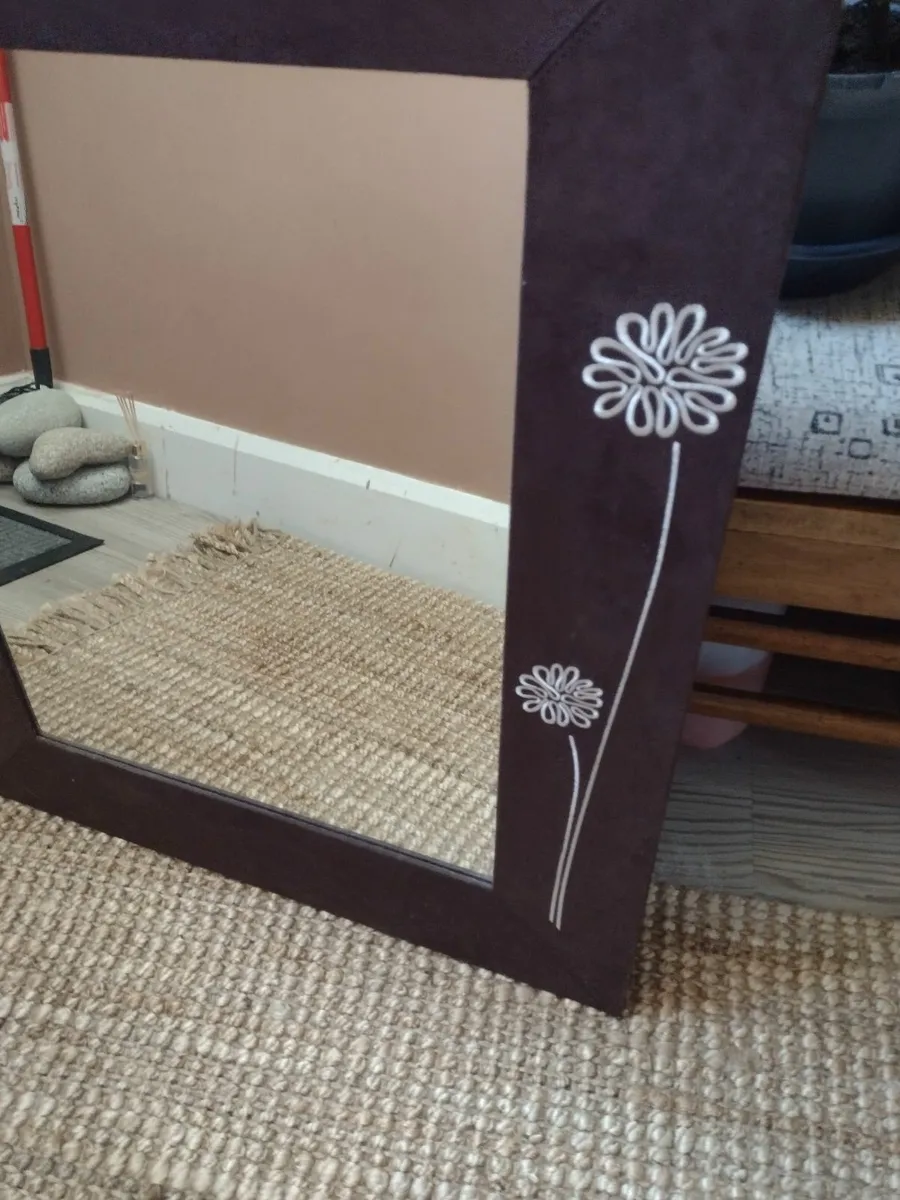 As new large brown suede Hall/mantle mirror - Image 1