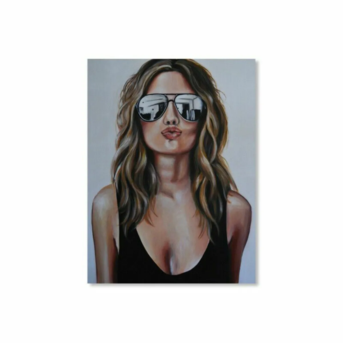 Woman With Sunglasses Canvas Painting Poster Wall