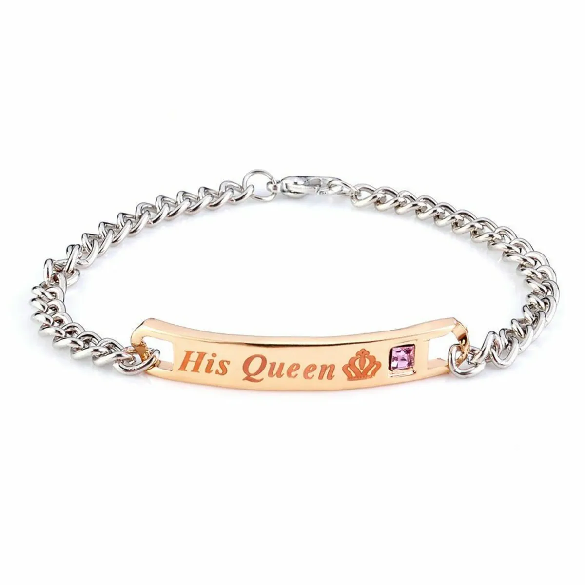 His Queen Stainless Steel Bracelet Womens  Descrip