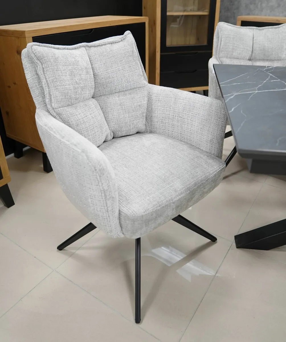 Cremona Swivel Armchair – Light Grey Chenille 360 - Image 1