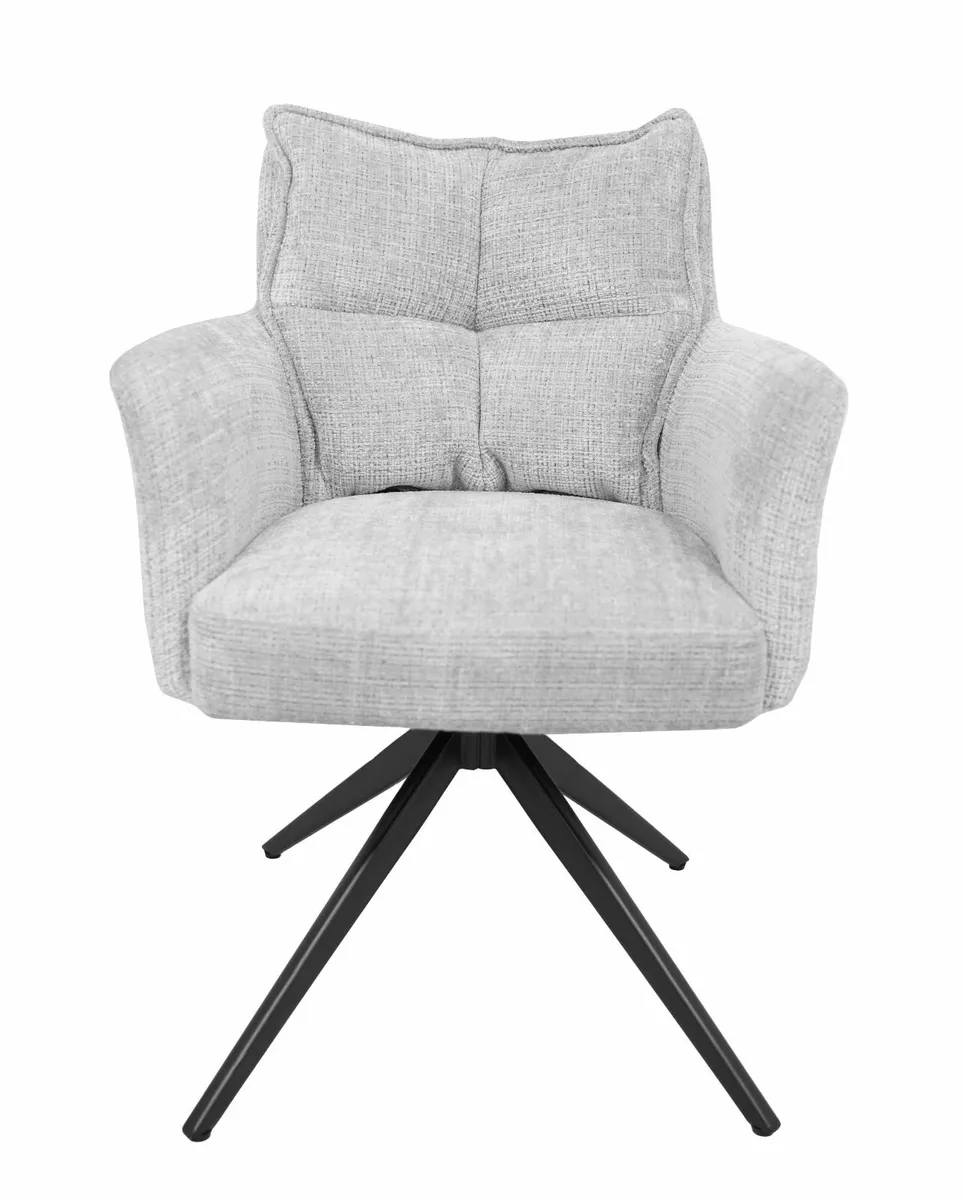 Cremona Swivel Armchair – Light Grey Chenille 360 - Image 4