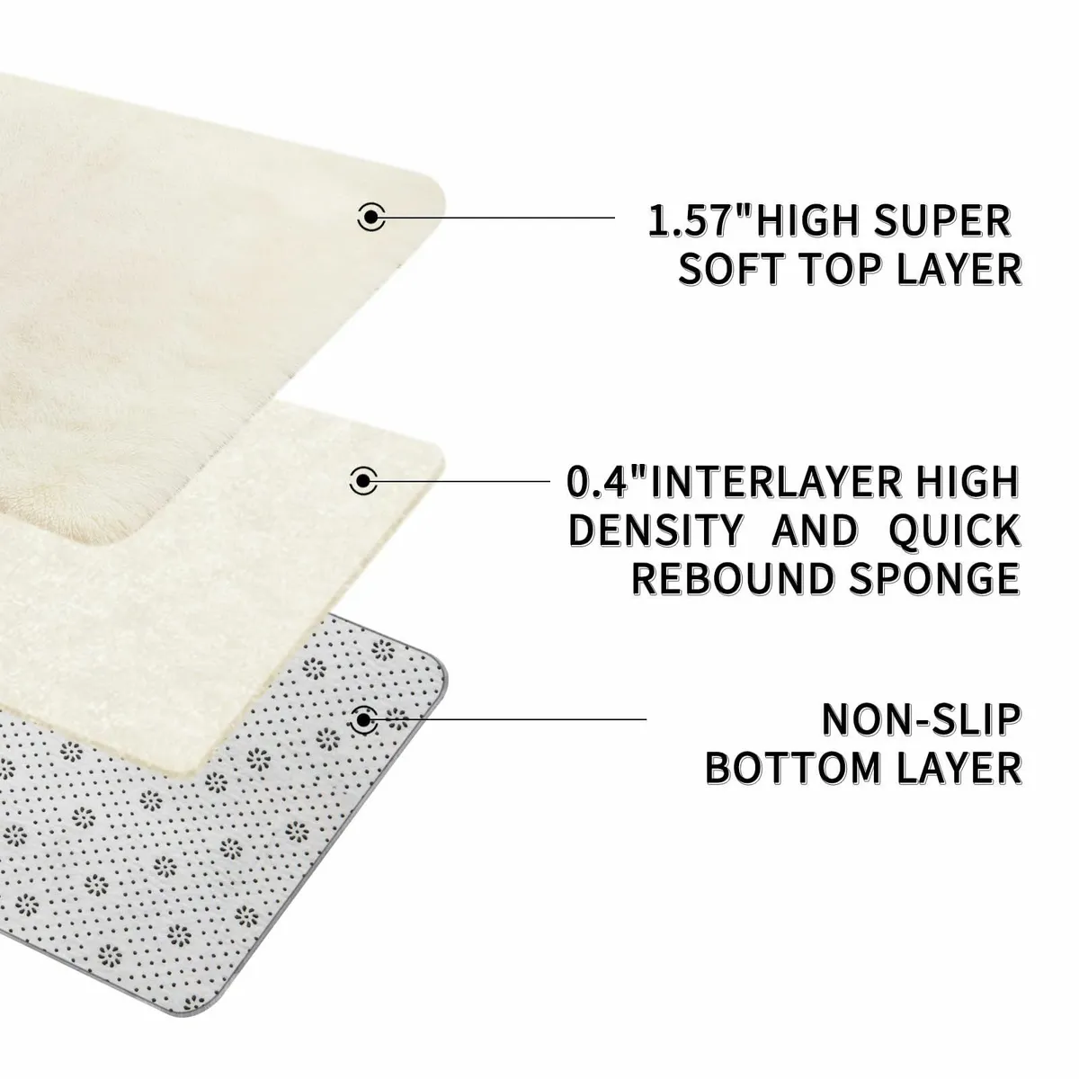 Living Room 275x370cm Cream Rug Large Soft Fluffy - Image 3