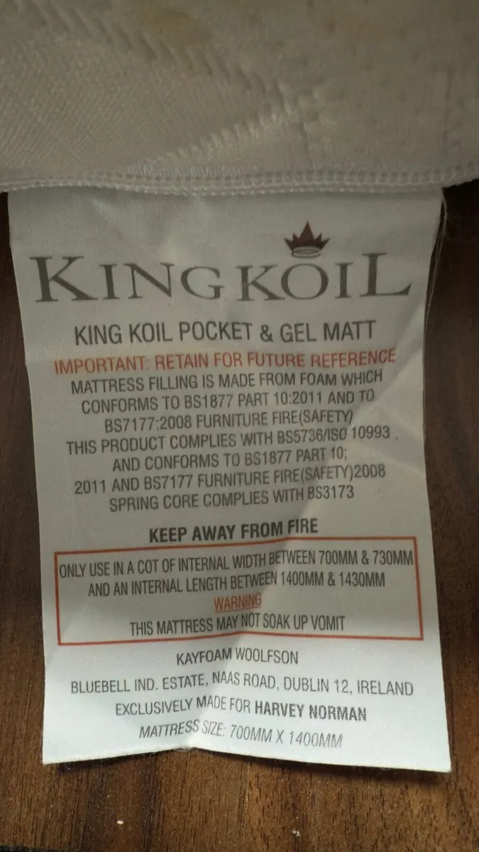 Cot mattress 70x140 Pocket & Gel Matt - Image 2