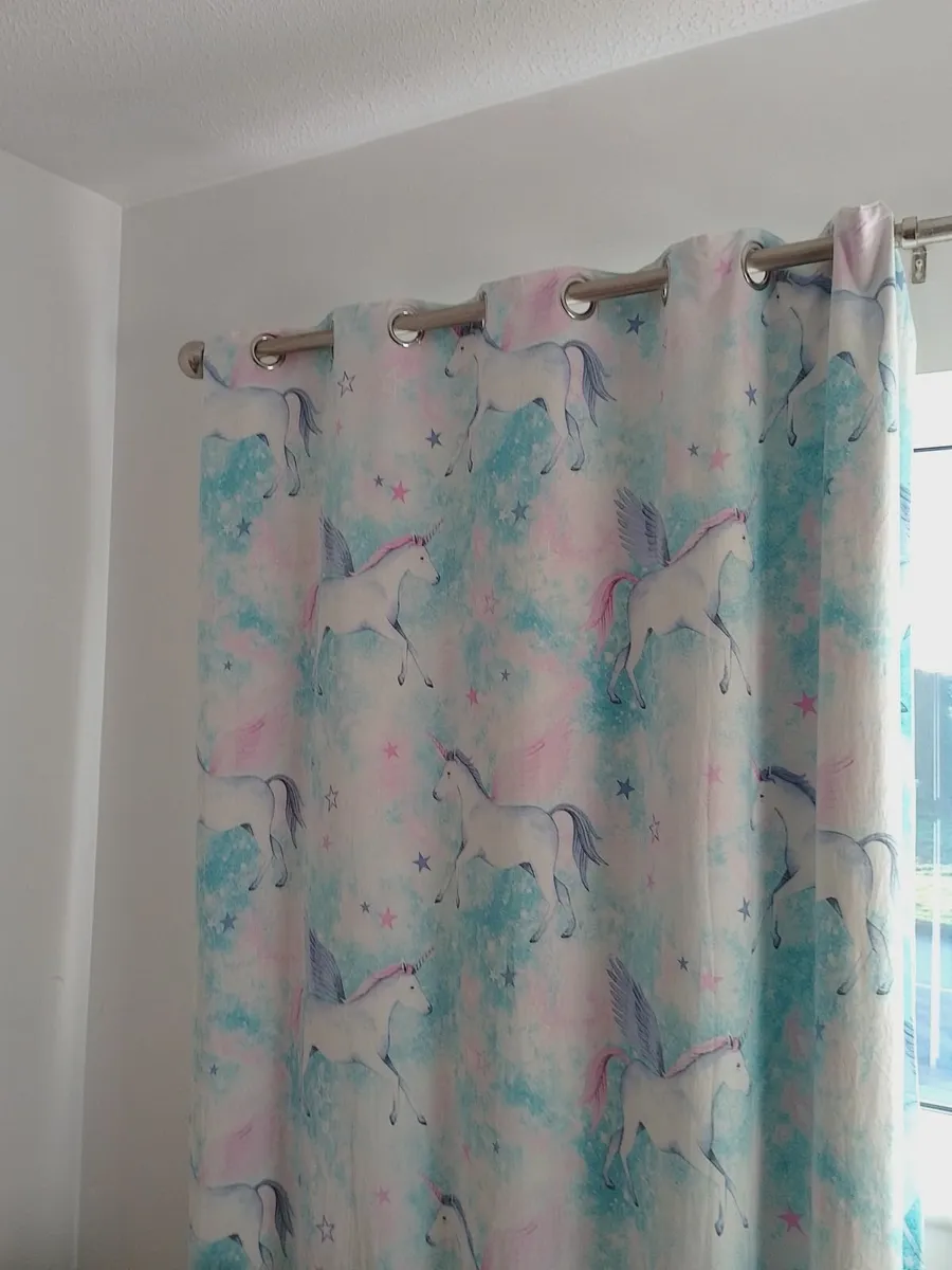 UNICORN THEME  BLACK OUT THERMAL LINED CURTAINS. - Image 1