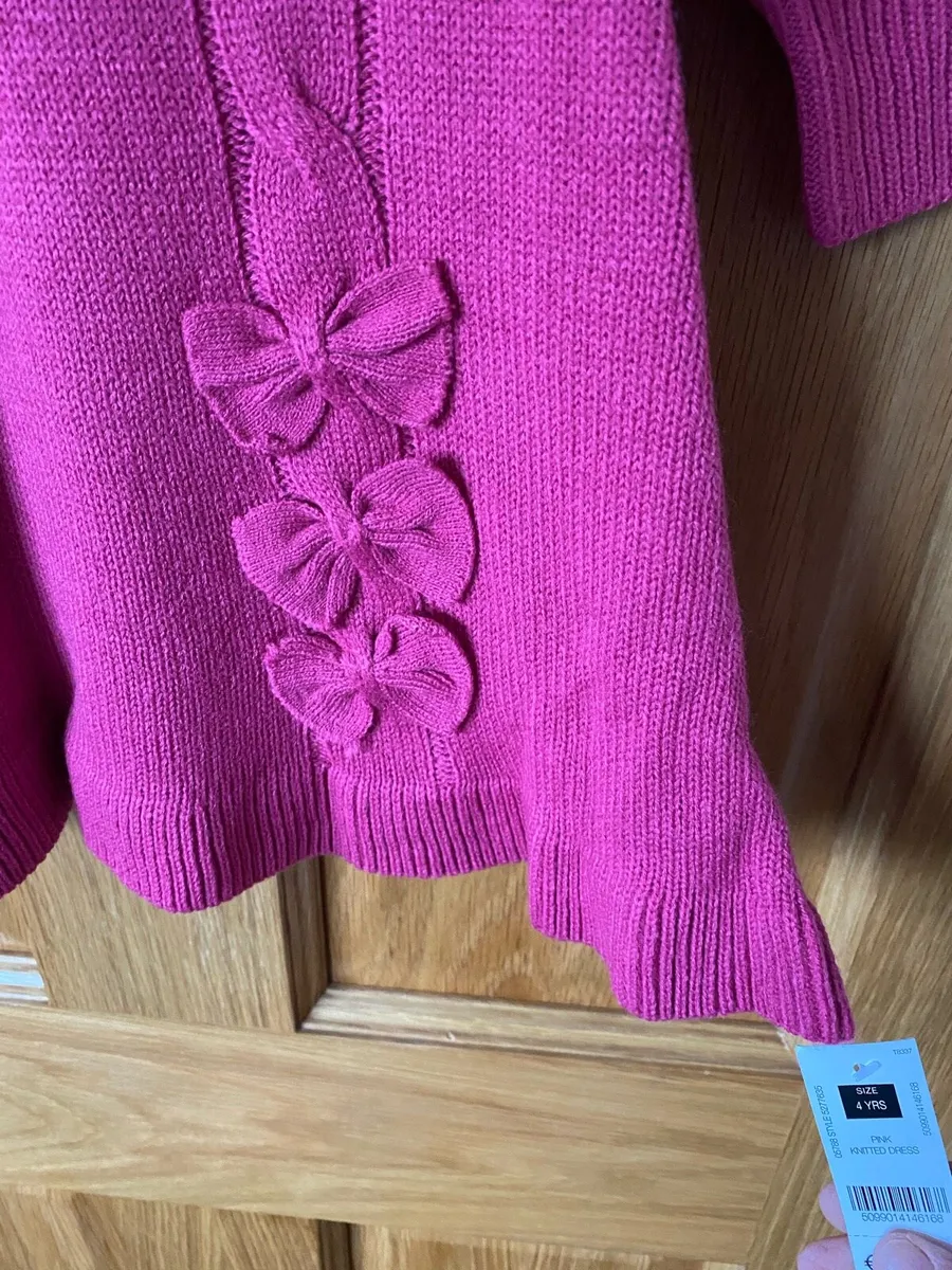 Girl’s Brand New Pink Roller Neck Knitted Dress - Image 2