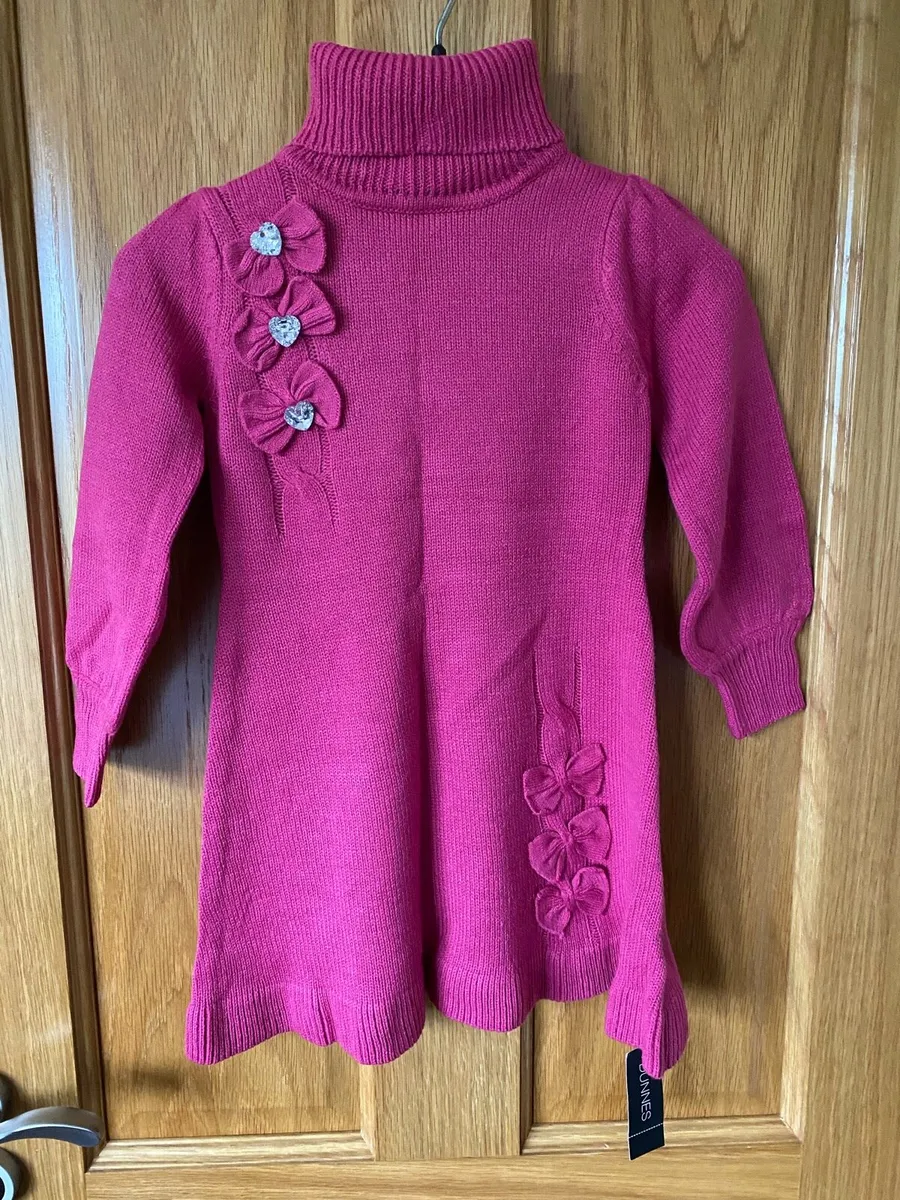 Girl’s Brand New Pink Roller Neck Knitted Dress - Image 1