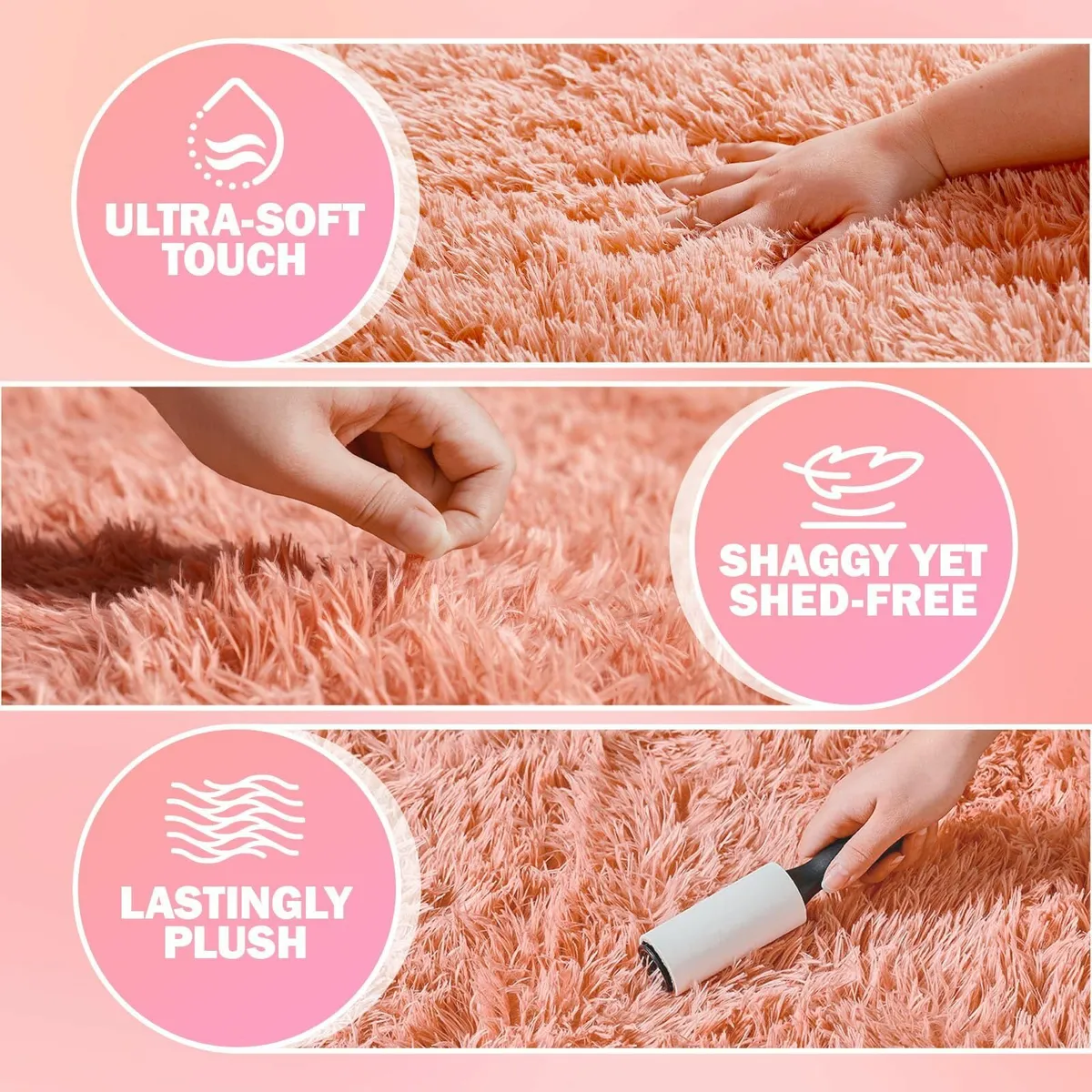 Living Room 160x230cm Large Rug Soft Fluffy Pink - Image 2