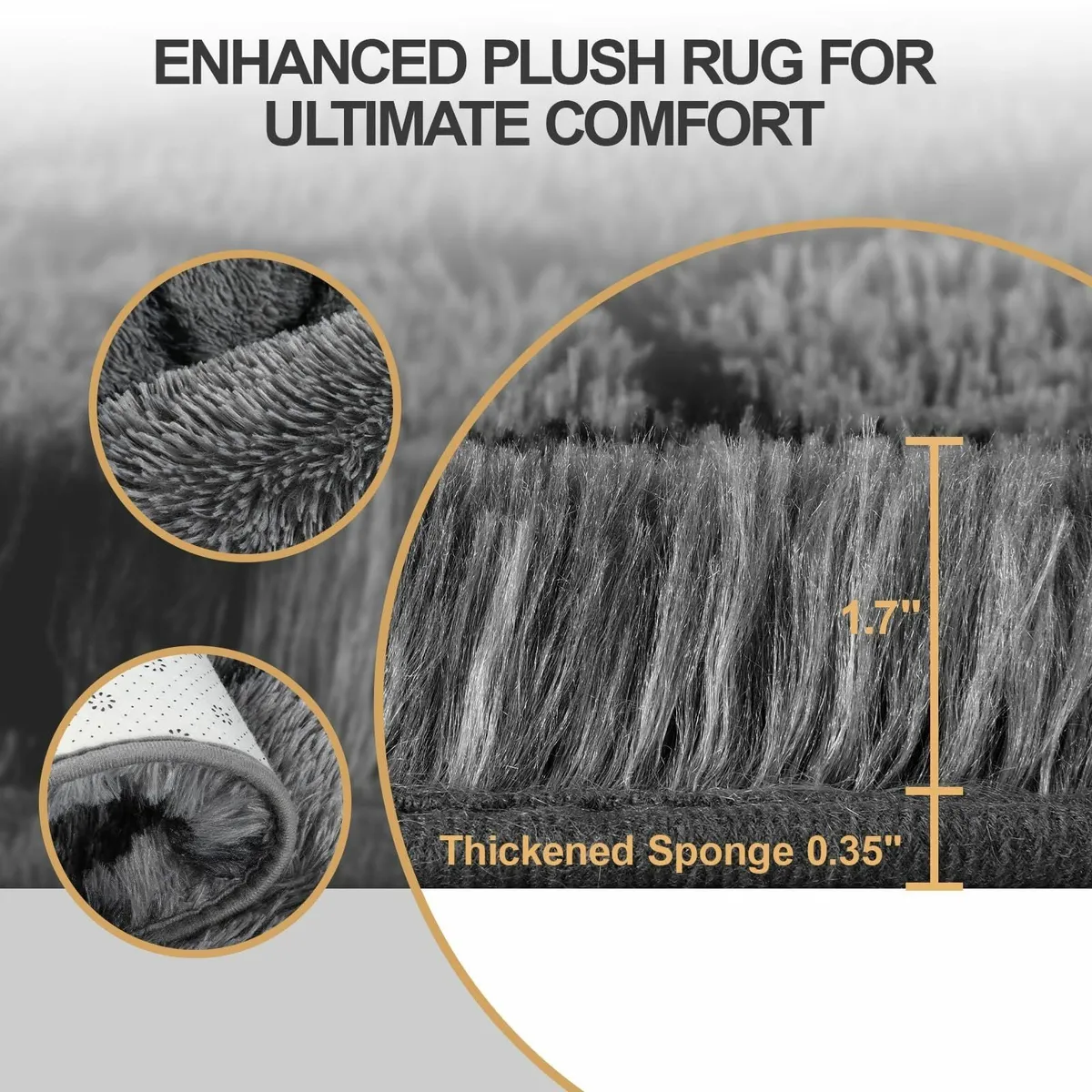 Living Room 200x300cm Large Grey Rug Soft Fluffy - Image 2