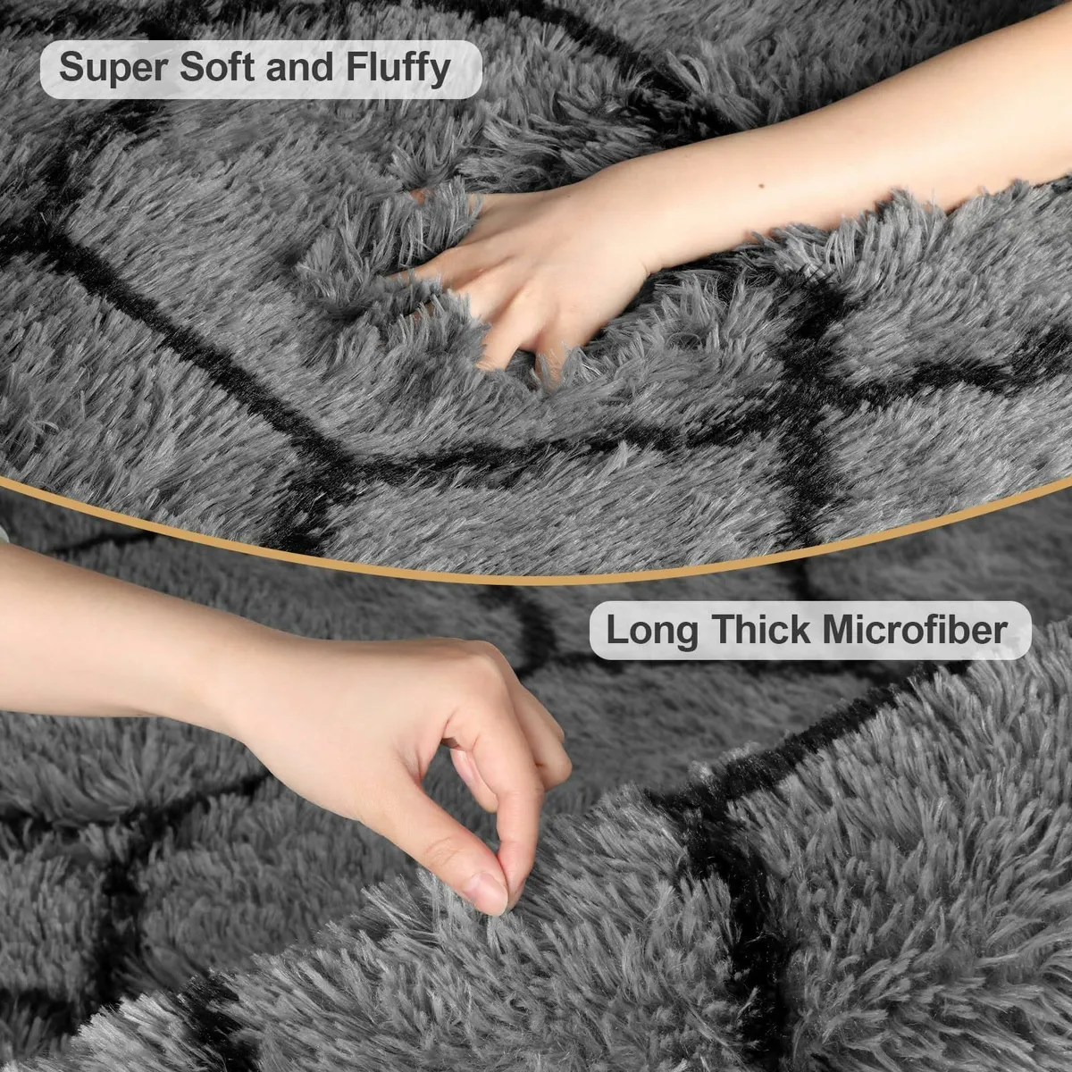 Living Room 200x300cm Large Grey Rug Soft Fluffy - Image 3