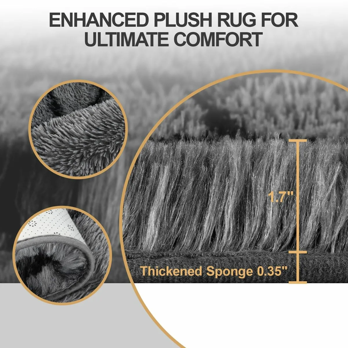 Living Room 160x230cm Large Grey Rug Soft Fluffy - Image 2