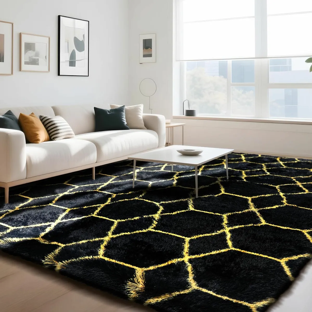 Living Room 160x230cm Large Grey Rug Soft Fluffy - Image 1