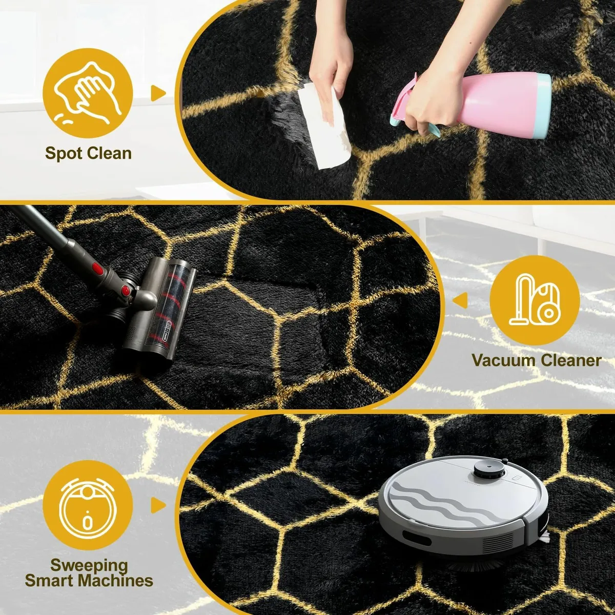 Living Room 160x230cm Large Grey Rug Soft Fluffy - Image 4