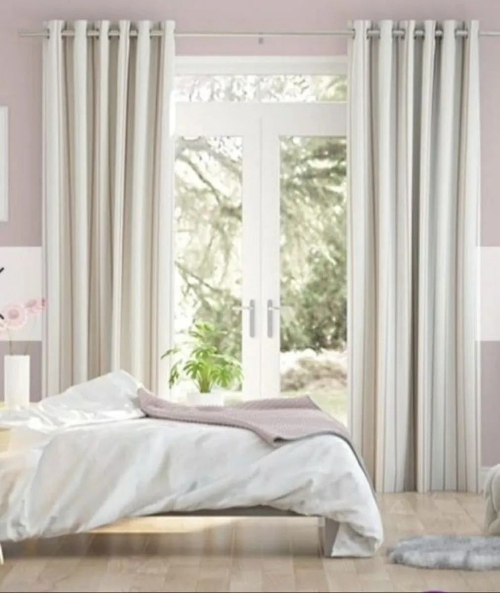 Twill Stripe Blush Curtains - Image 1