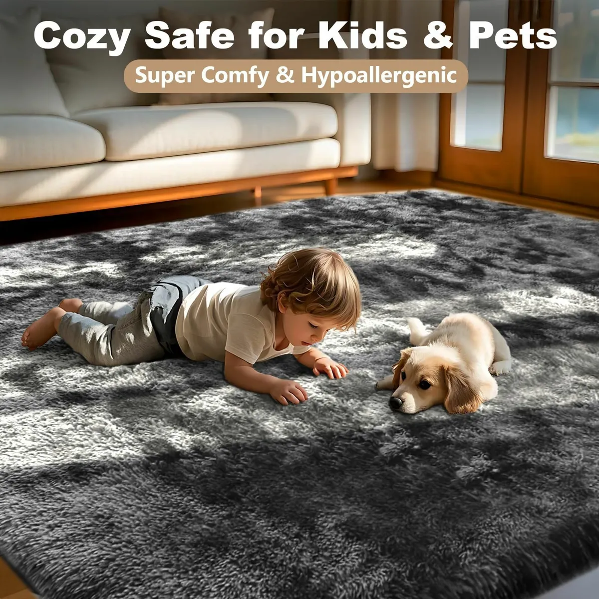 Living Room 200x300cm Soft Fluffy Rugs Washable - Image 3