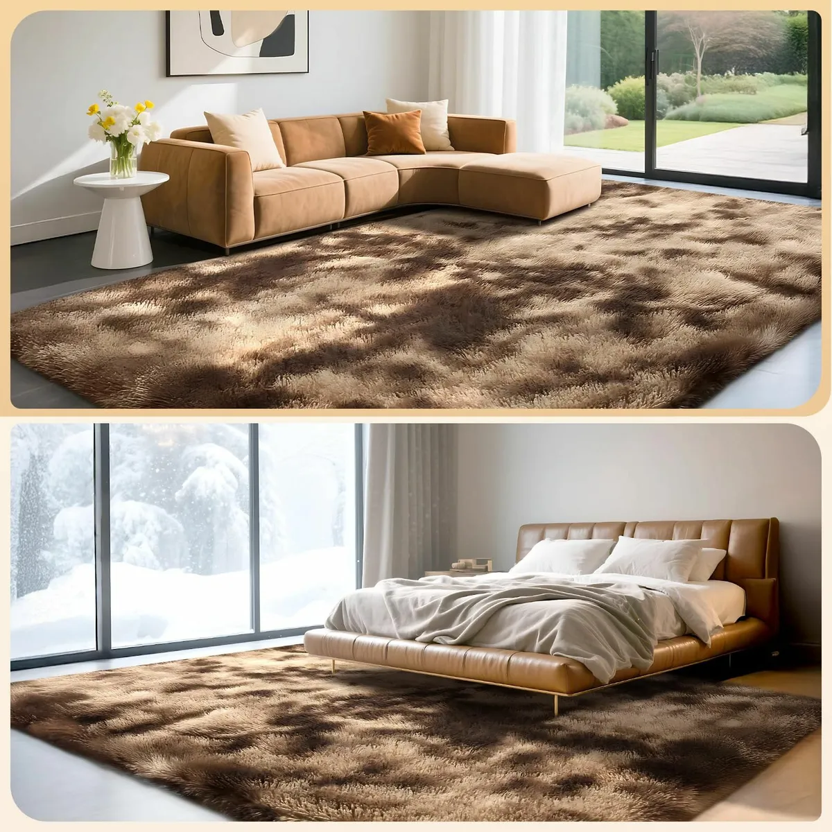 Living Room Soft Fluffy Rug Brown 160x230cm - Image 4