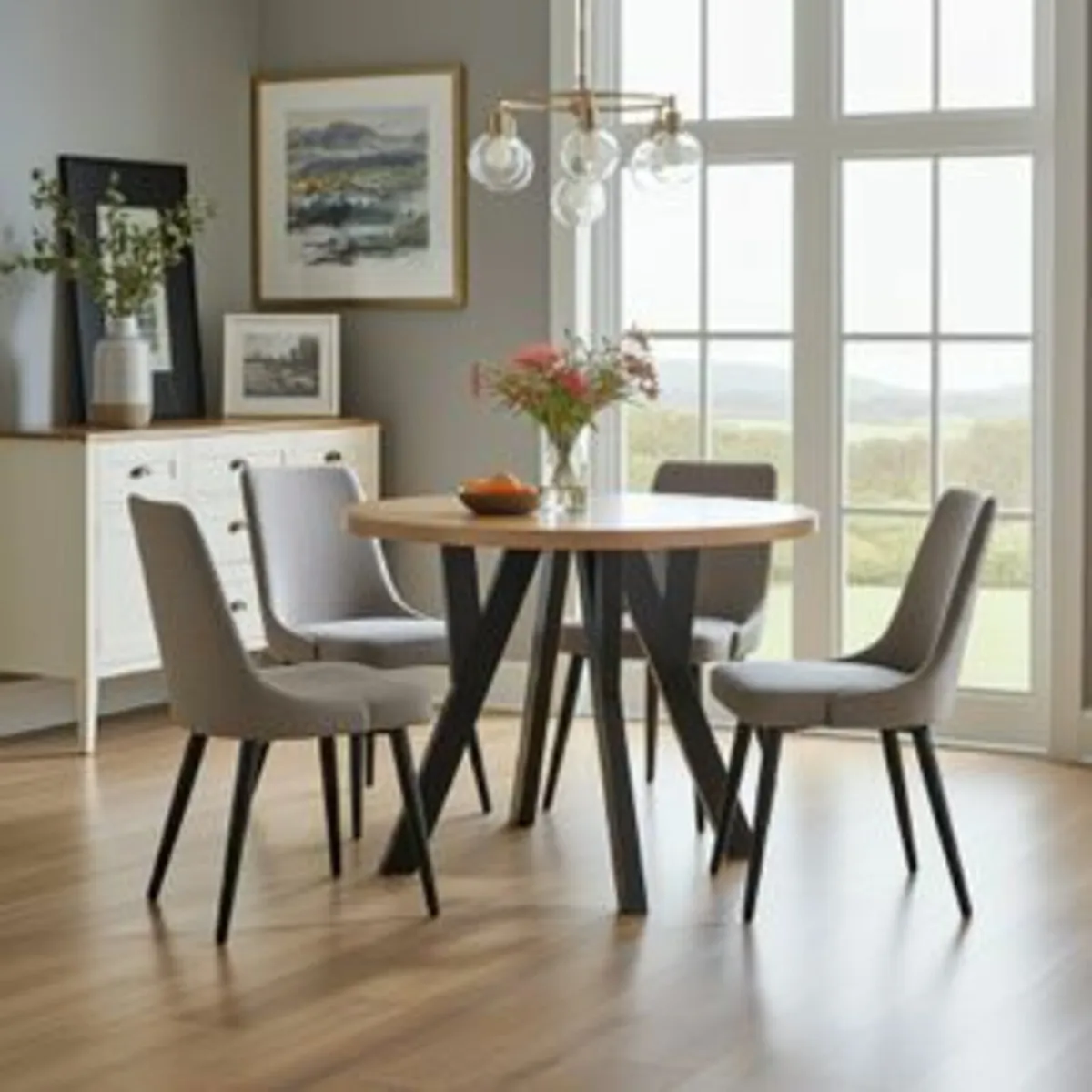 Modern Oak Extendable Dining Table – Round to Oval - Image 1