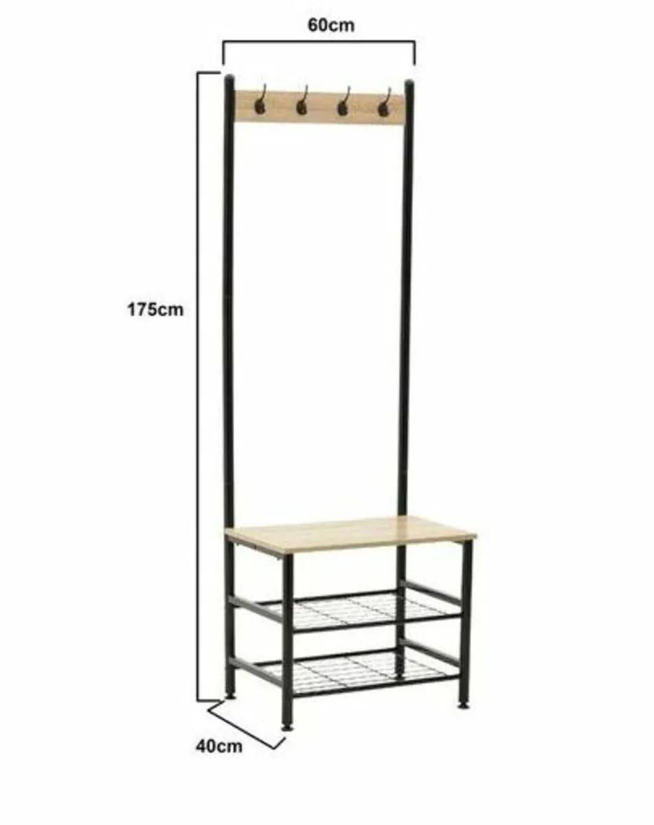 Pewamo Hall Tree with Bench and Shoe Storage - Image 2