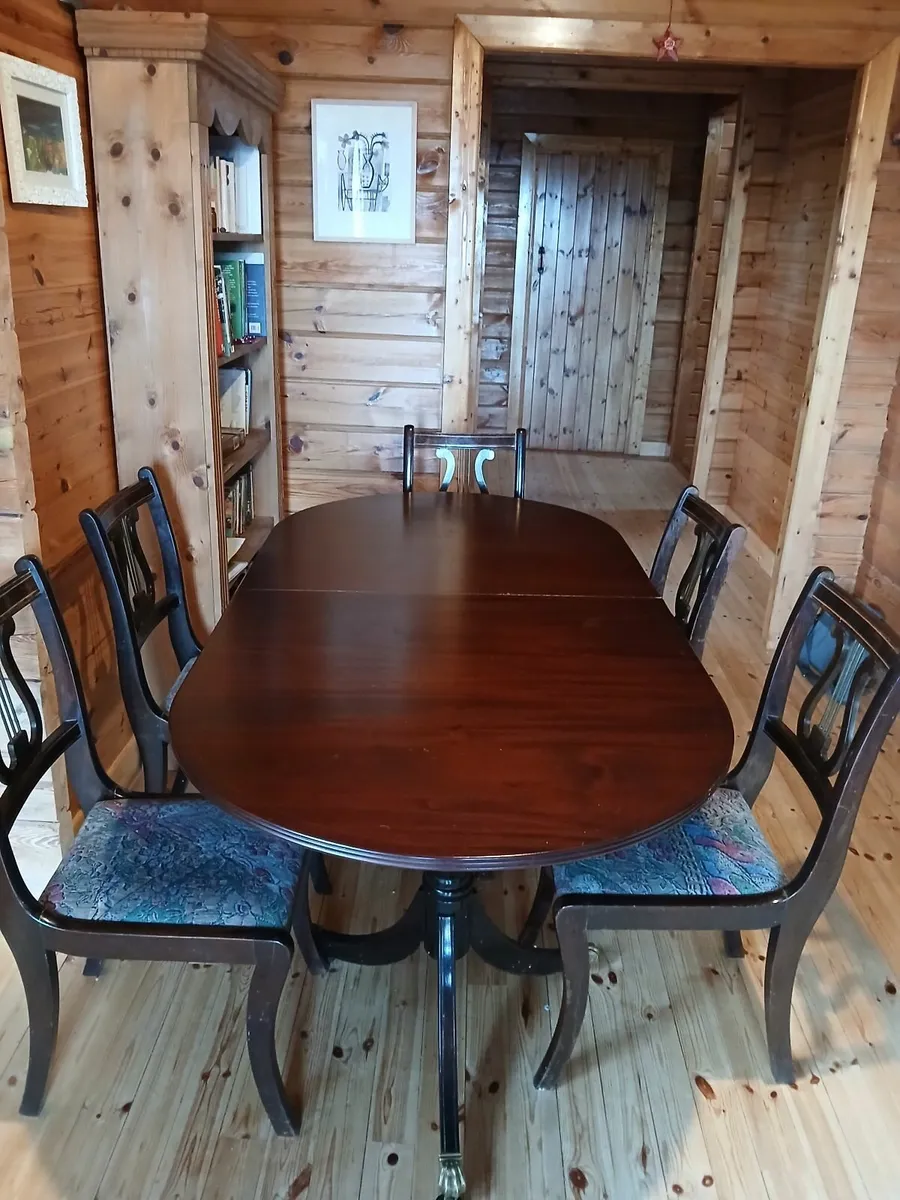 Antique Edwardian dining Table and chairs - Image 2