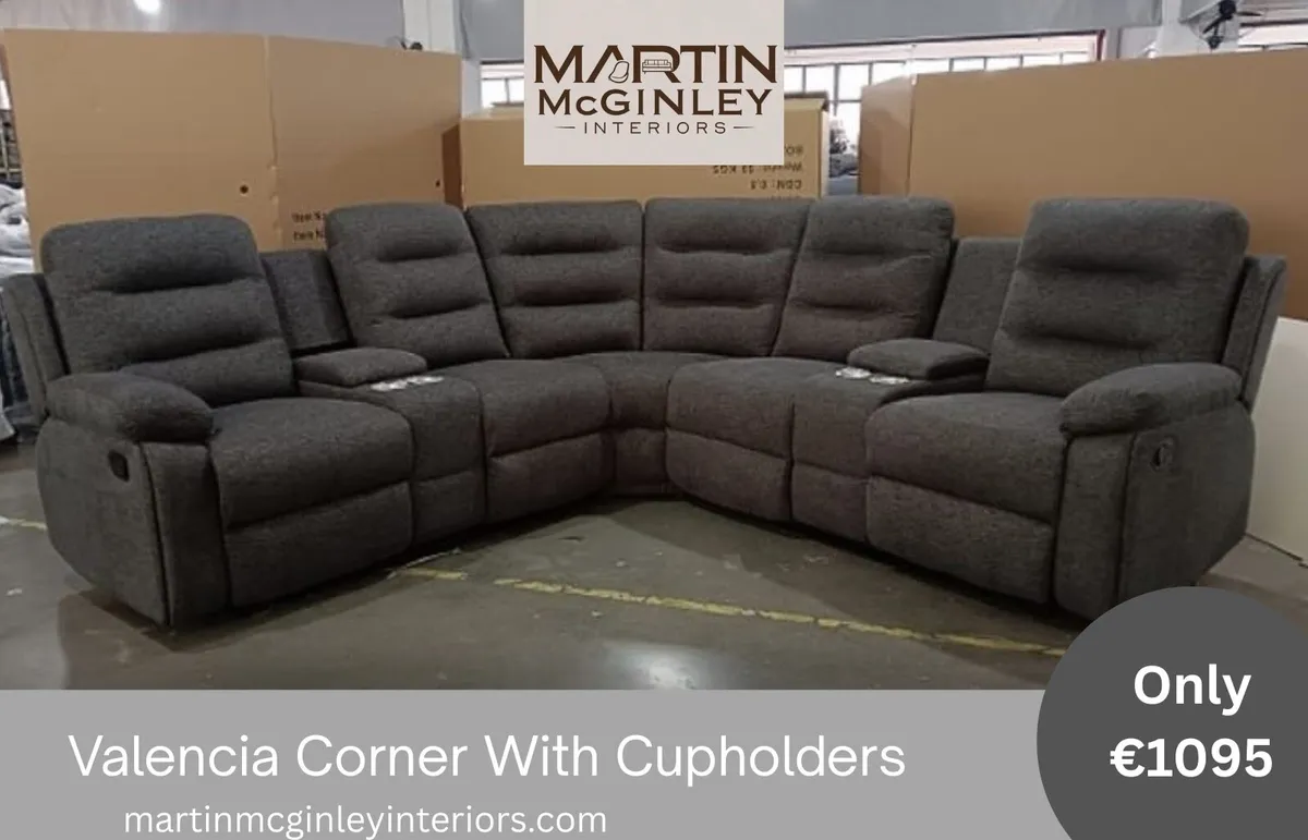 Grey Fabric Corners Valencia Sofa Range - Image 1