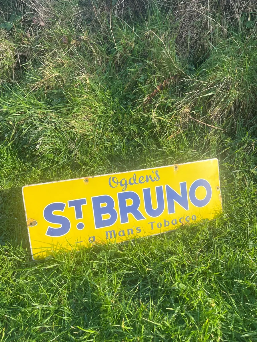 Vintage Ogdens St Bruno Enamel Sign - Image 1