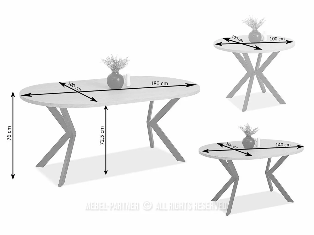 Orion Industrial Extendable Dining Table180cmMetal - Image 2