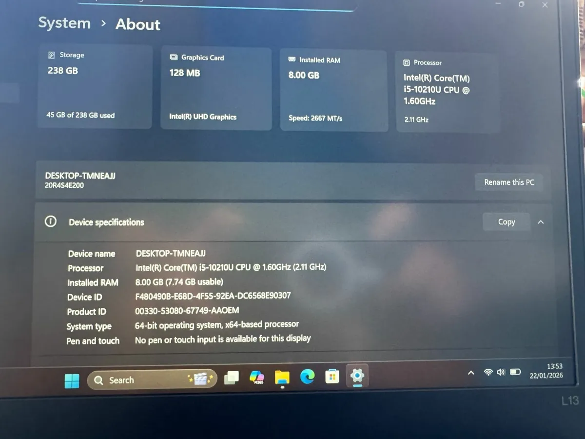Lenovo ThinkPad L13 13.3" Laptop i5-10210u | 8GB - Image 2