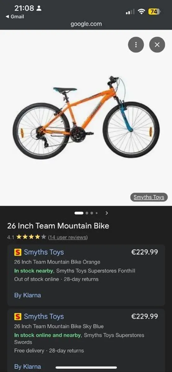 26 inch mountain bike never used brand new