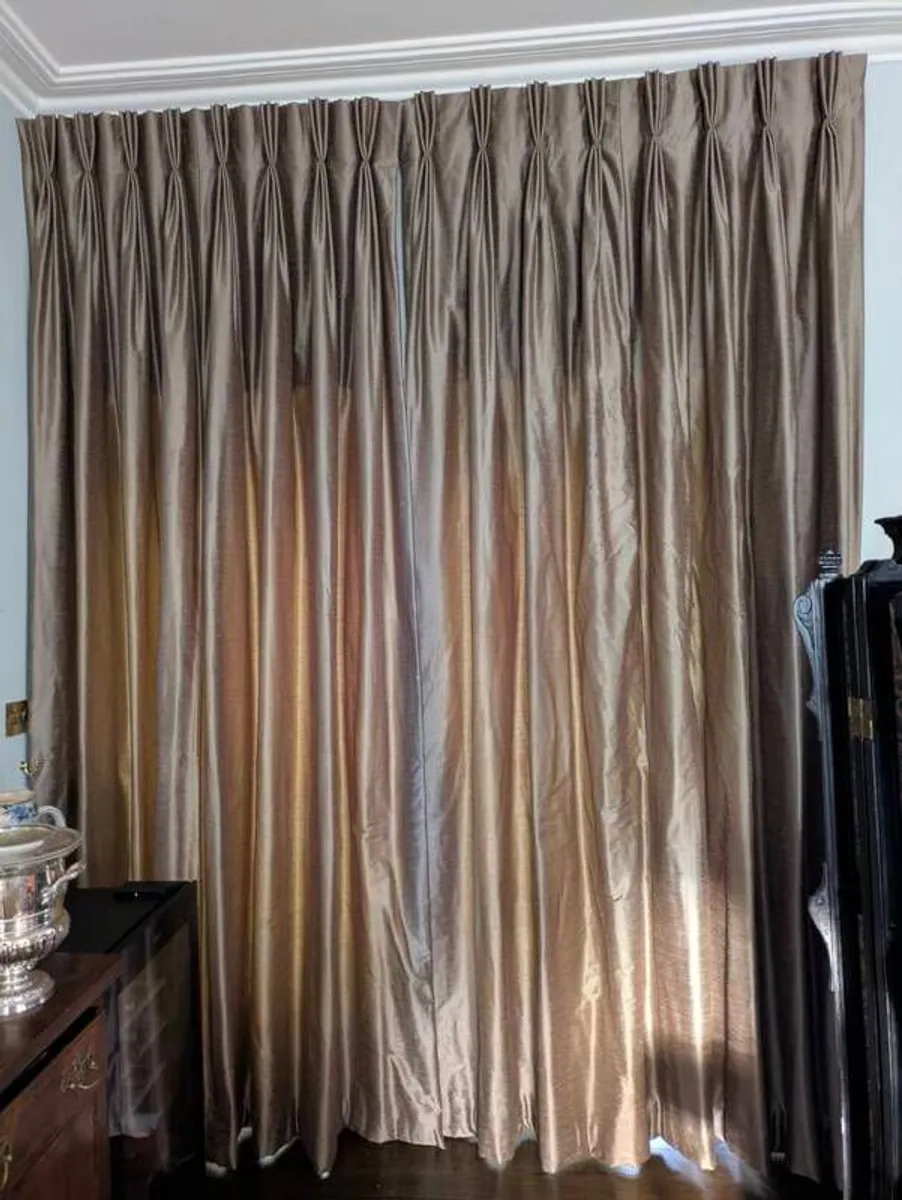 Bespoke raw silk, lined, blackout curtains 120cm x 275cm - Image 4