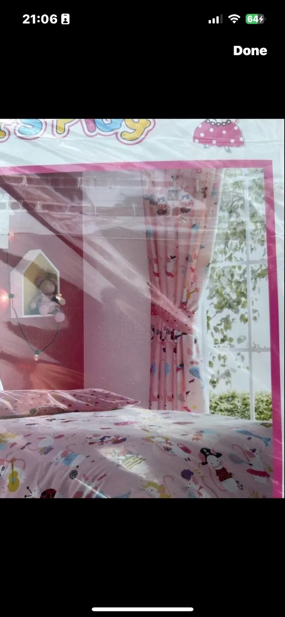 Pencil Pleat Lined Pink Curtains 66 x 54 - Image 3