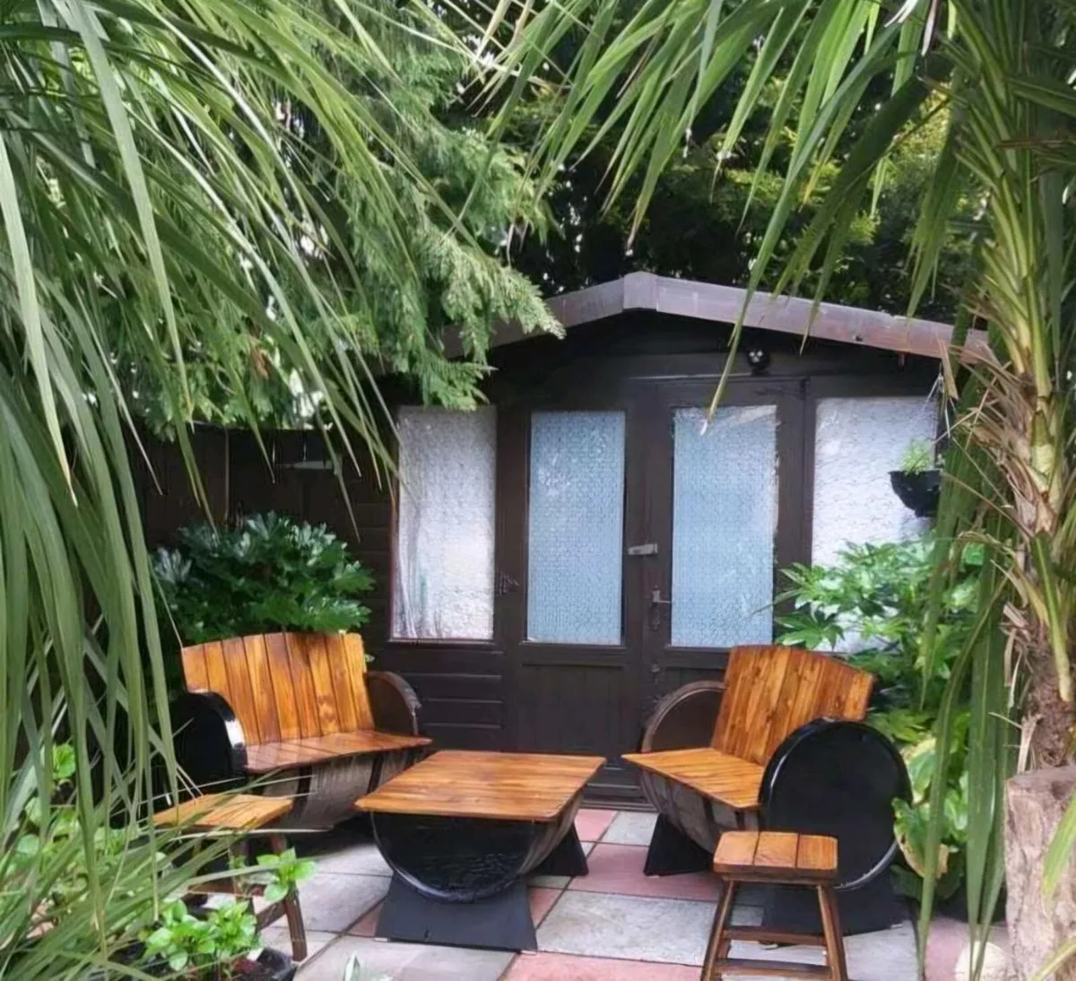 Oak barrel garden furniture - Image 3