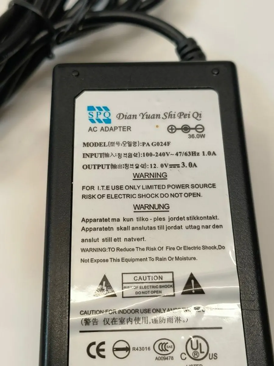 Original power supply AC adapter PAG024F Output: 12V - 3.A/ Used - Image 3