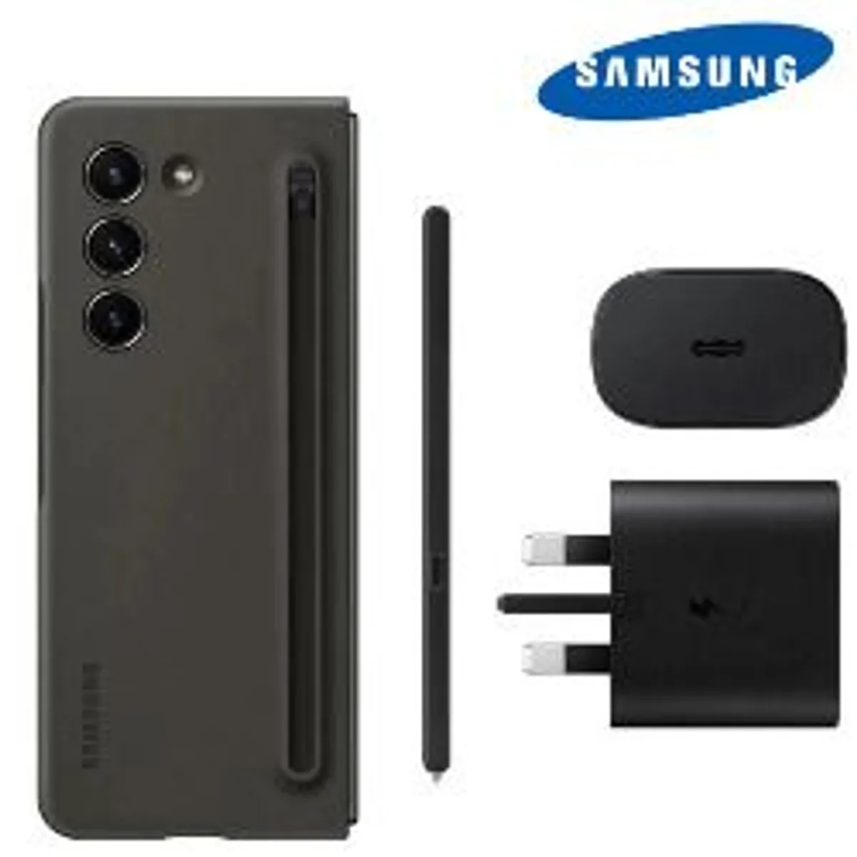 Genuine Samsung Galaxy Z Fold 5 Slim S Pen Case + 25W Plug EF-OF94KKBEGGB Black (New Open Box) - Image 1