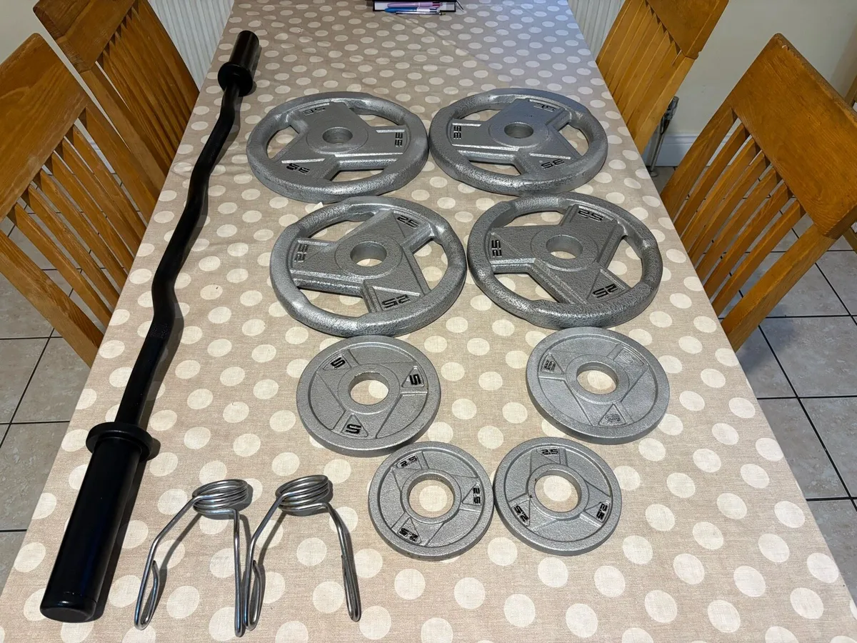 OLYMPIC EZ BAR, BAR COLLARS + OLYMPIC WEIGHTS! - Image 1