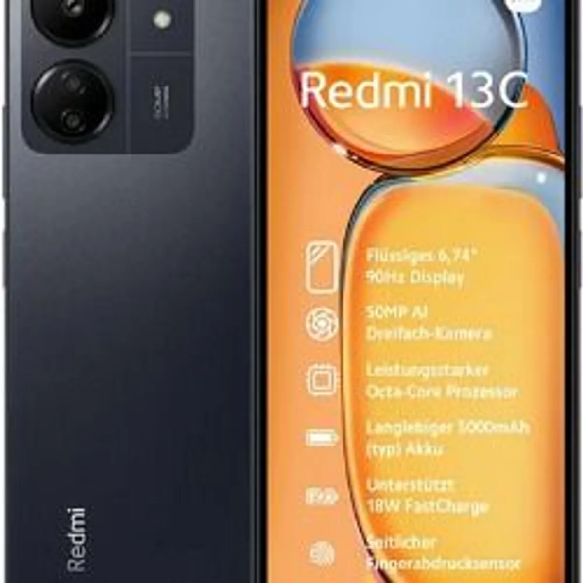 Redmi 13C (128GB) Midnight Black Dual Sim Unlocked LTE Android Smartphone 6.74" LCD 50MP (Used) - Image 1