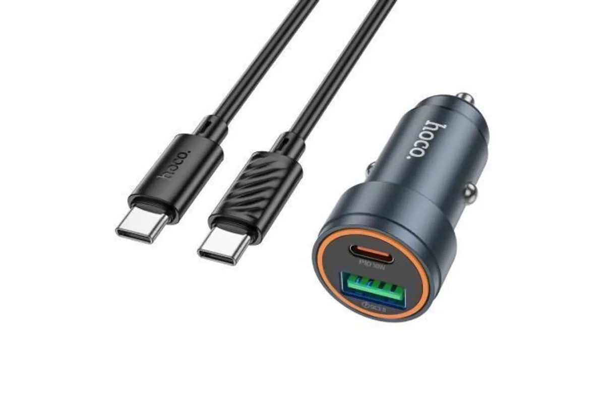 Fast Car Charger USB + Type-C + Type-C cable HOCO Z57A Glorious PD30W + QC3.0 - Image 2
